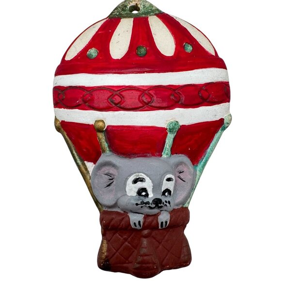 Vtg 5 Pc Hand-Painted Christmas Mouse Ornaments Ceramic Holiday Tree - Picture 8 of 12